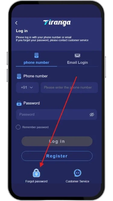 Click on forgot password
